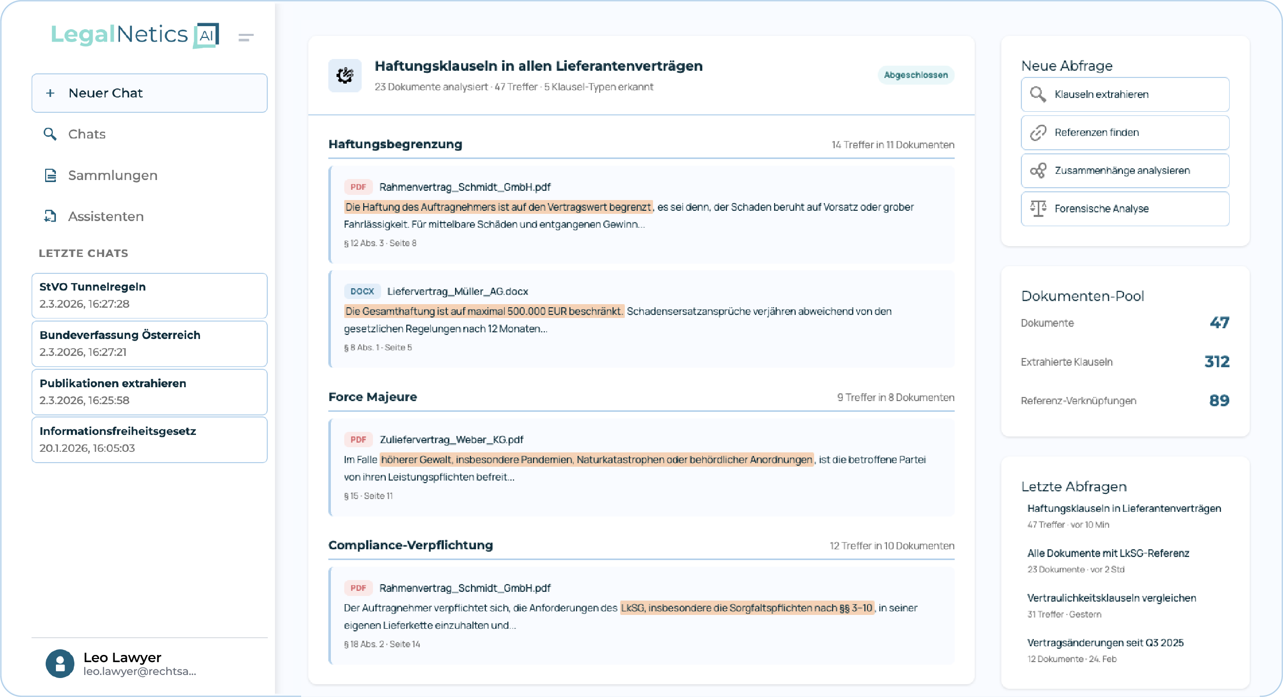 Structuring, analyzing and linking texts with legal data mining.